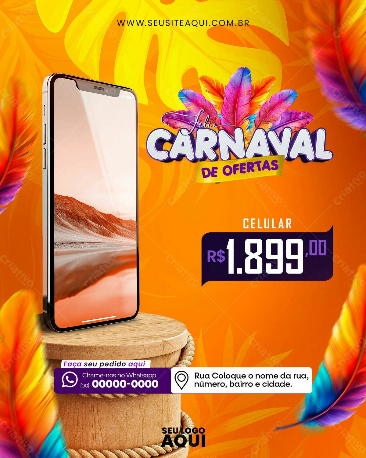 Flyer Carnaval de Ofertas PSD Editável