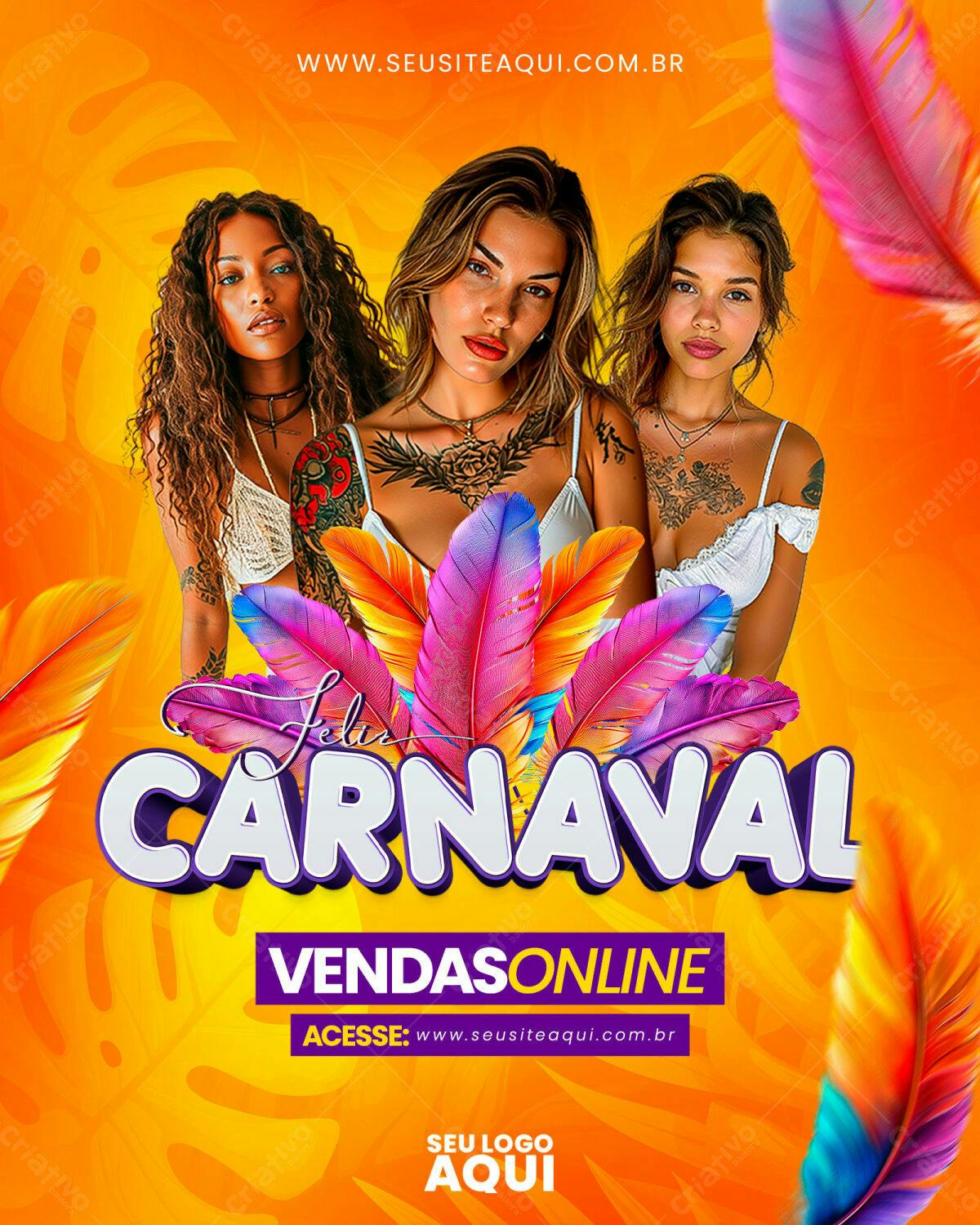Flyer Carnaval com Mulheres PSD Editável