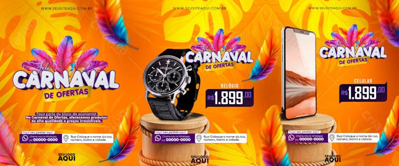 Carrossel feed carnaval | carnival | festa | psd editável