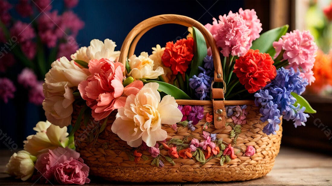 Cesta de flores coloridas Primavera