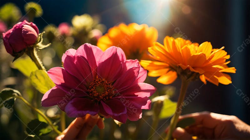 Imagem grátis flores no jardim com luz do sol
