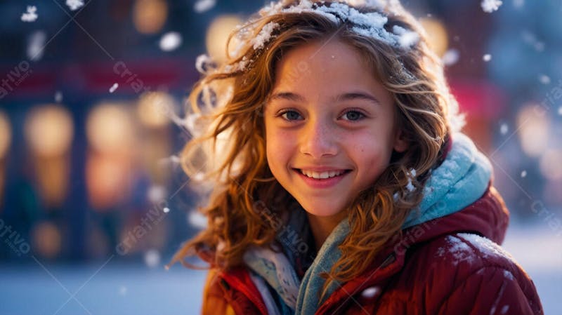 Imagem grátis menina feliz sobre neve