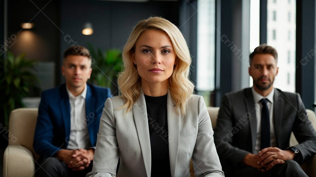 Líder feminina com equipe em escritório moderno