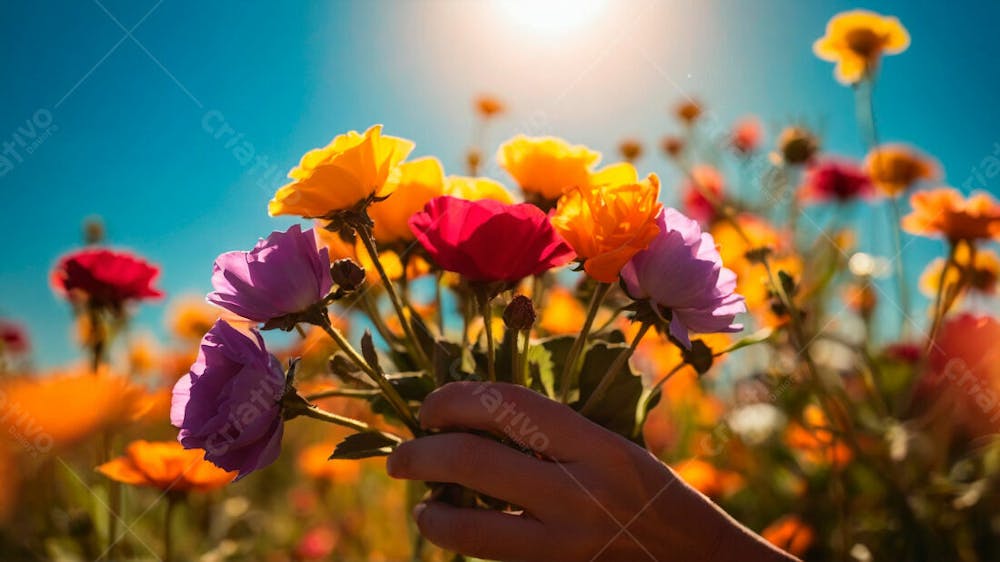 Imagem Grátis Pessoa Pegando Flores Sobre Luz Do Sol