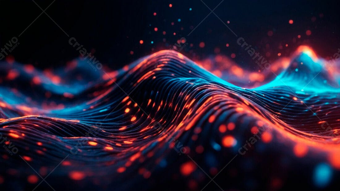 Ondas abstratas Vermelho e Azul