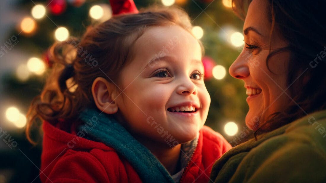 Mãe e filha sorrindo Natal