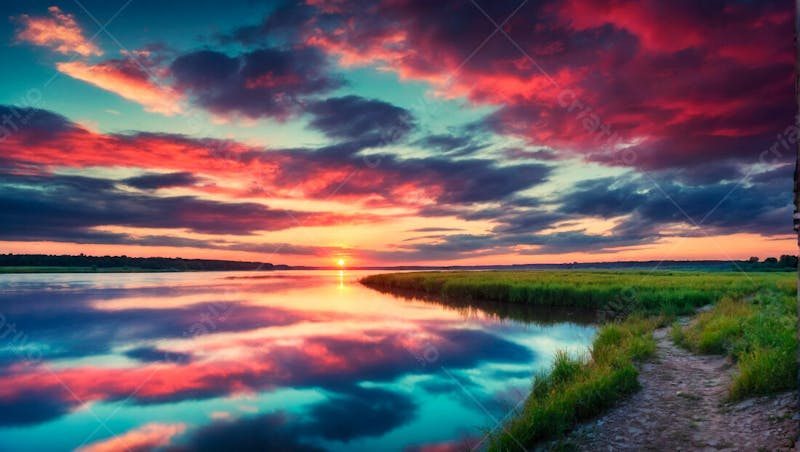 Imagem grátis céu colorido sobre lago natureza