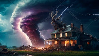 Imagem Grátis Tornado E Trovoada Sobre Casa