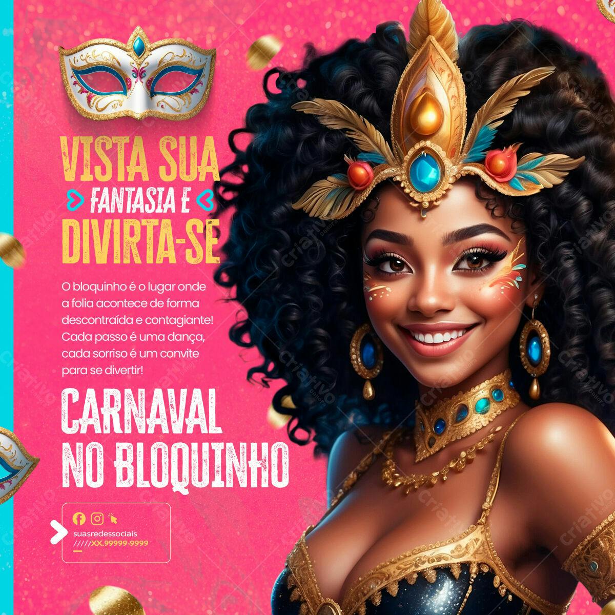 Flyer Carnaval no Bloquinho PSD Editável