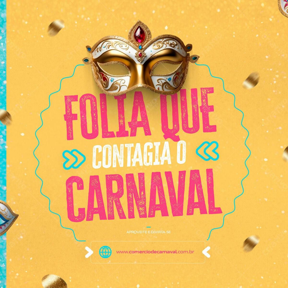 Flyer Carnaval com Máscara Dourada PSD Editável
