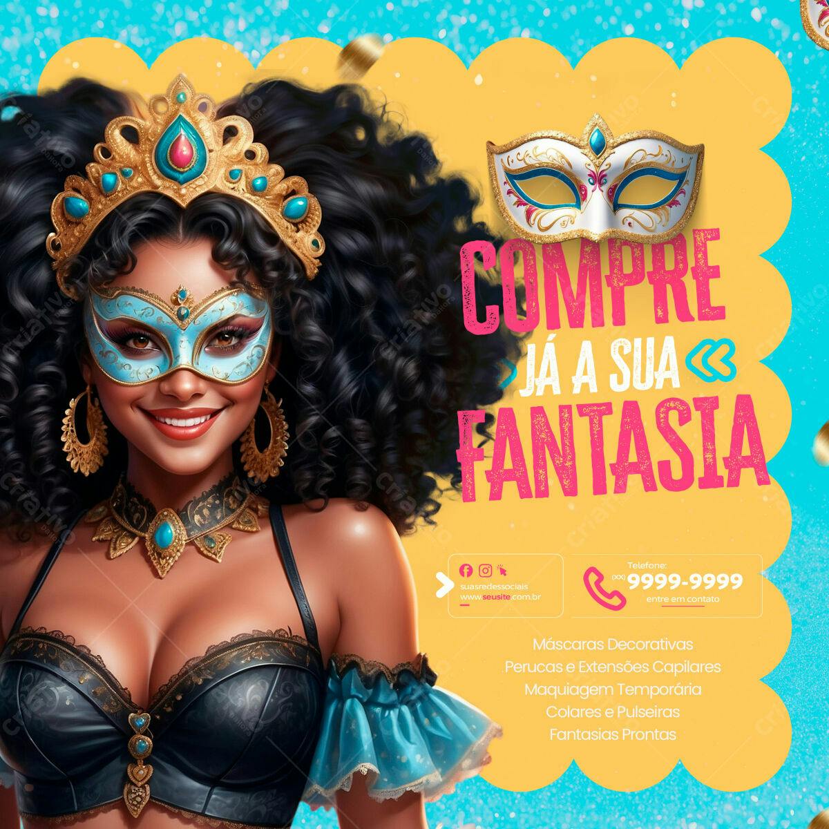 Flyer Carnaval Fantasia PSD Editável