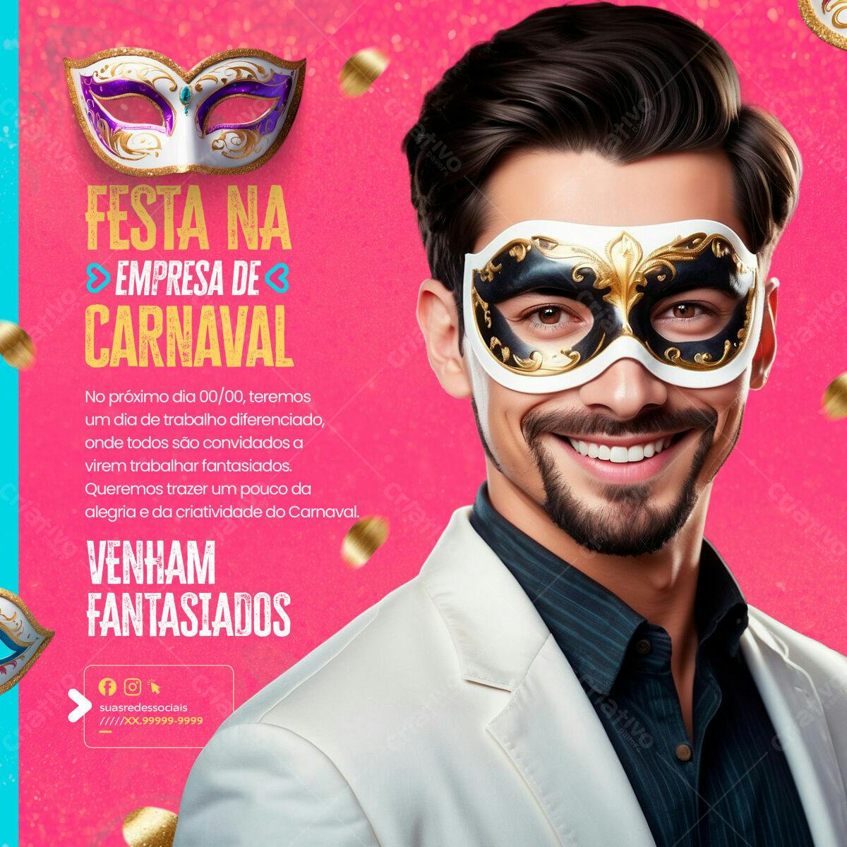 Flyer Festa na Empresa de Carnaval PSD Editável