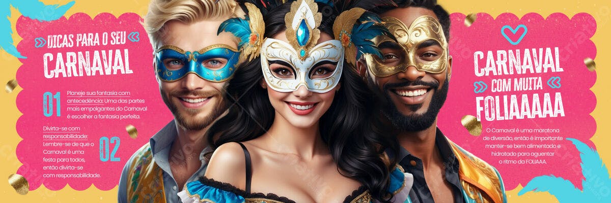 Banner Carnaval com Máscaras PSD Editável