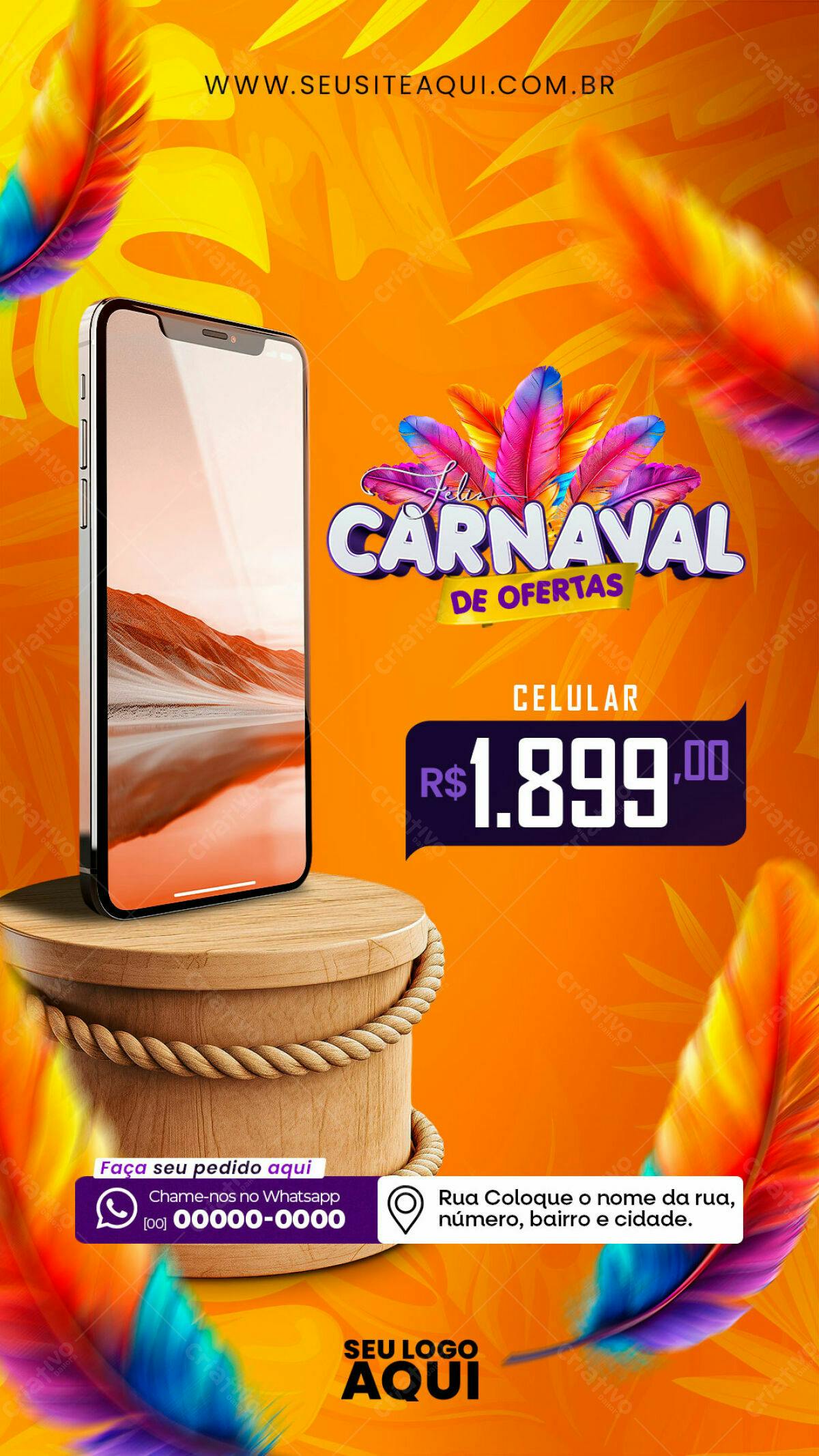 Flyer Carnaval de Ofertas PSD Editável