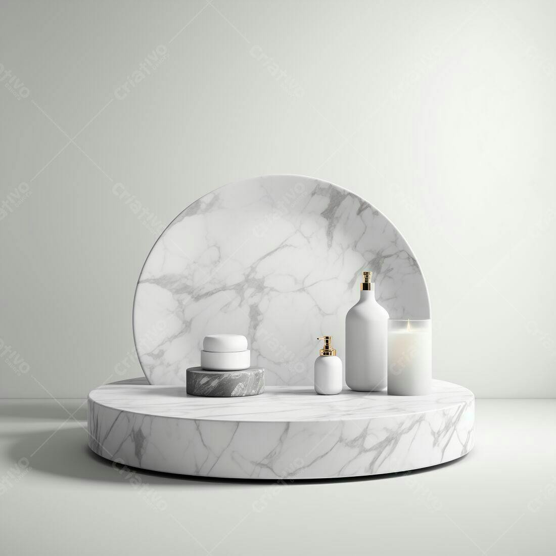 Produtos de beleza em mármore branco