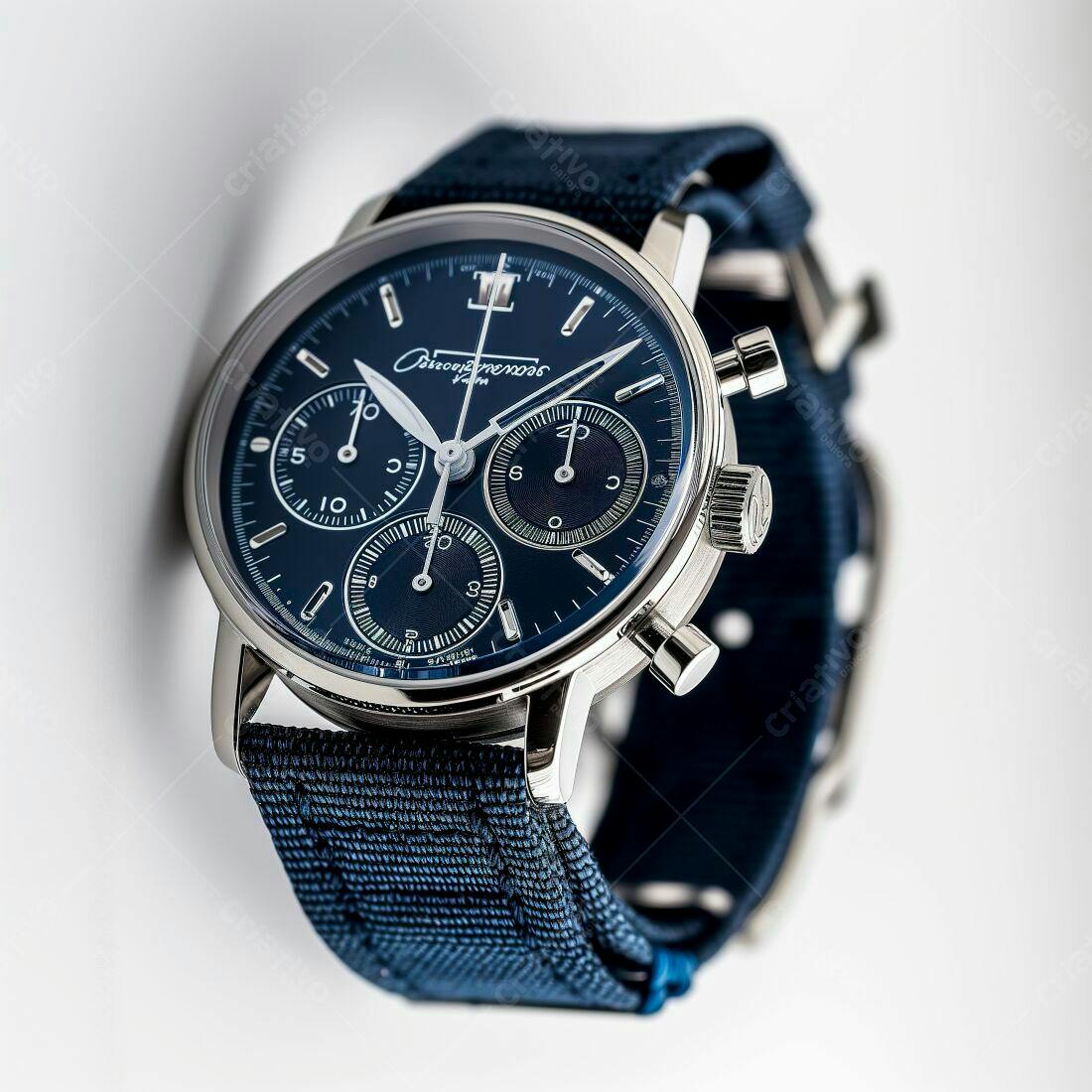 Relógio cronógrafo azul com pulseira de tecido