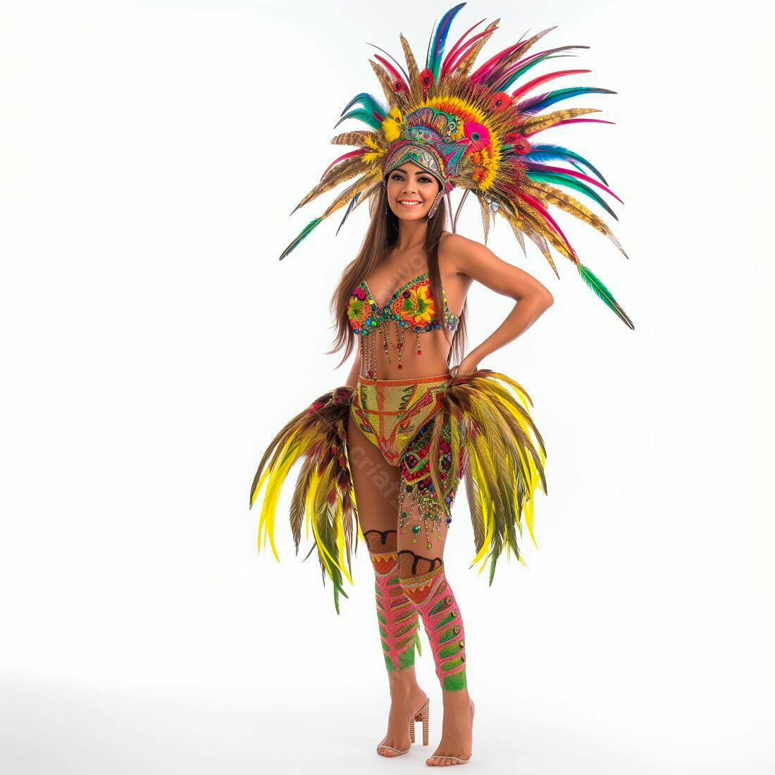 Bailarina com fantasia colorida de Carnaval