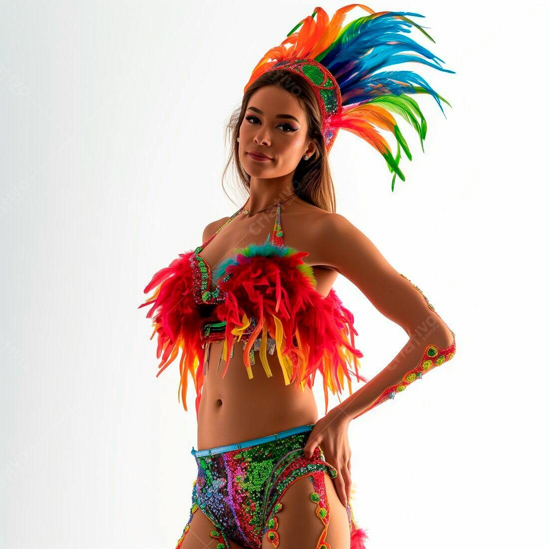 Bailarina em fantasia carnavalesca colorida