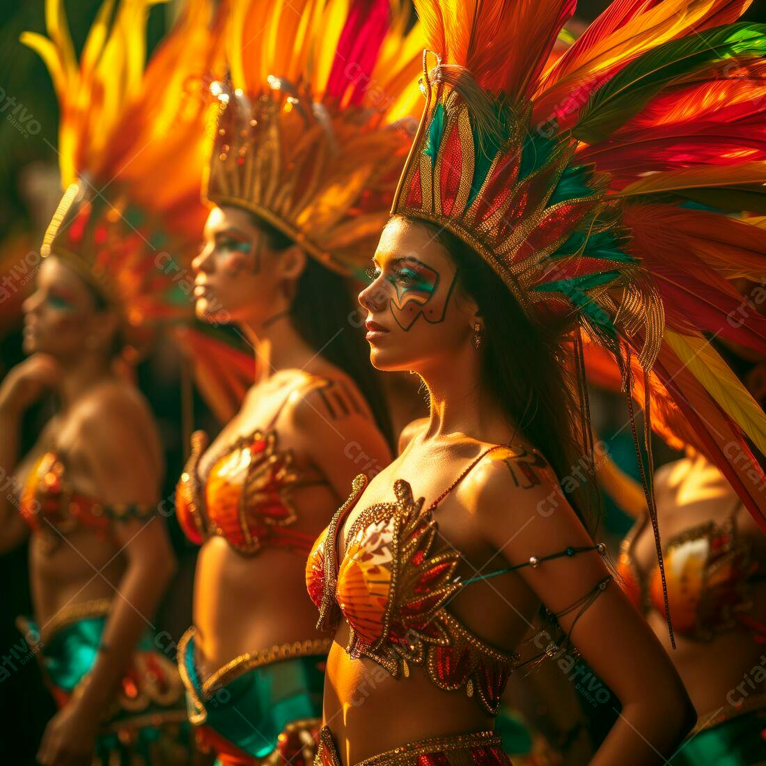 Bailarinas de Carnaval em fantasias vibrantes