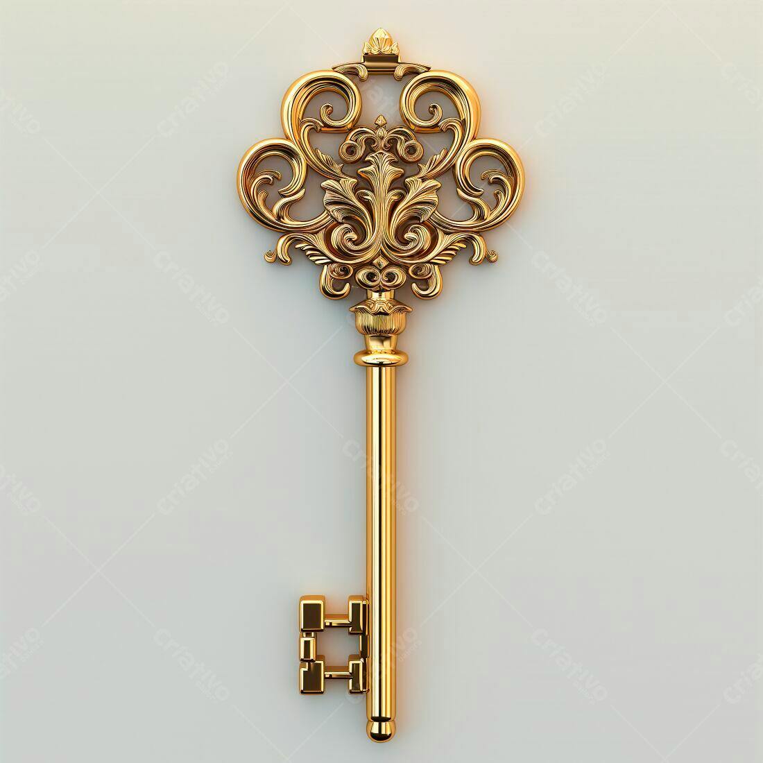 Chave dourada estilo antigo decoração