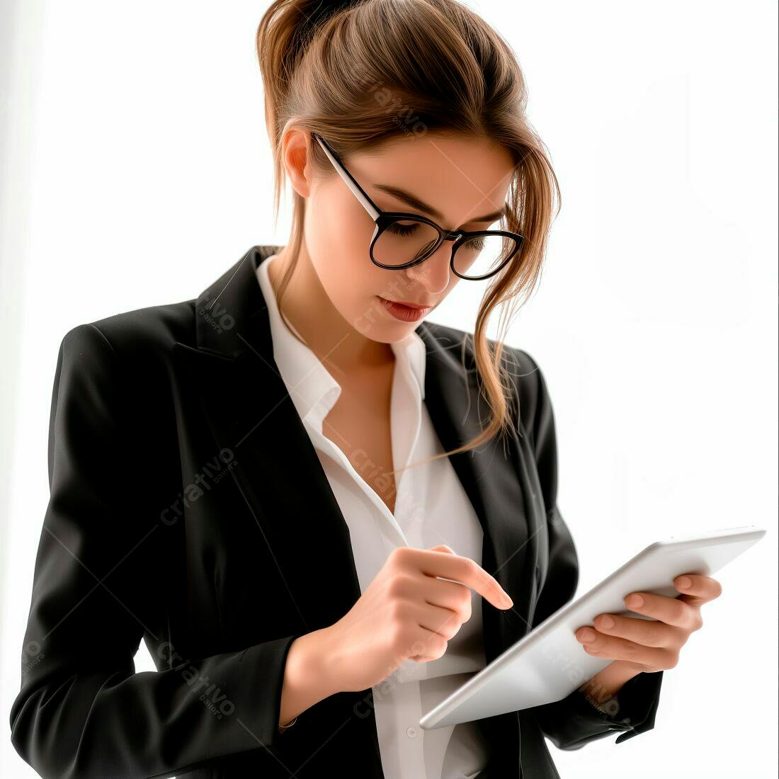 Executiva usando tablet em escritório