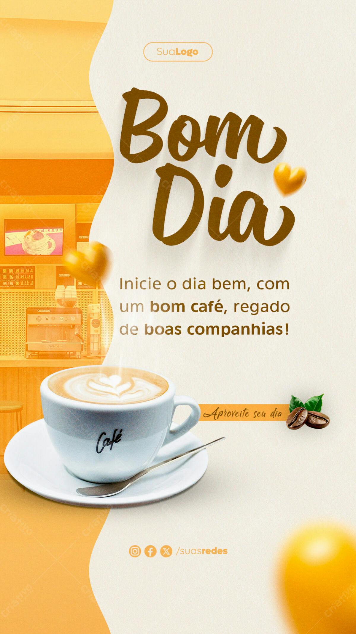 Flyer para Bom Dia com Café PSD Editável