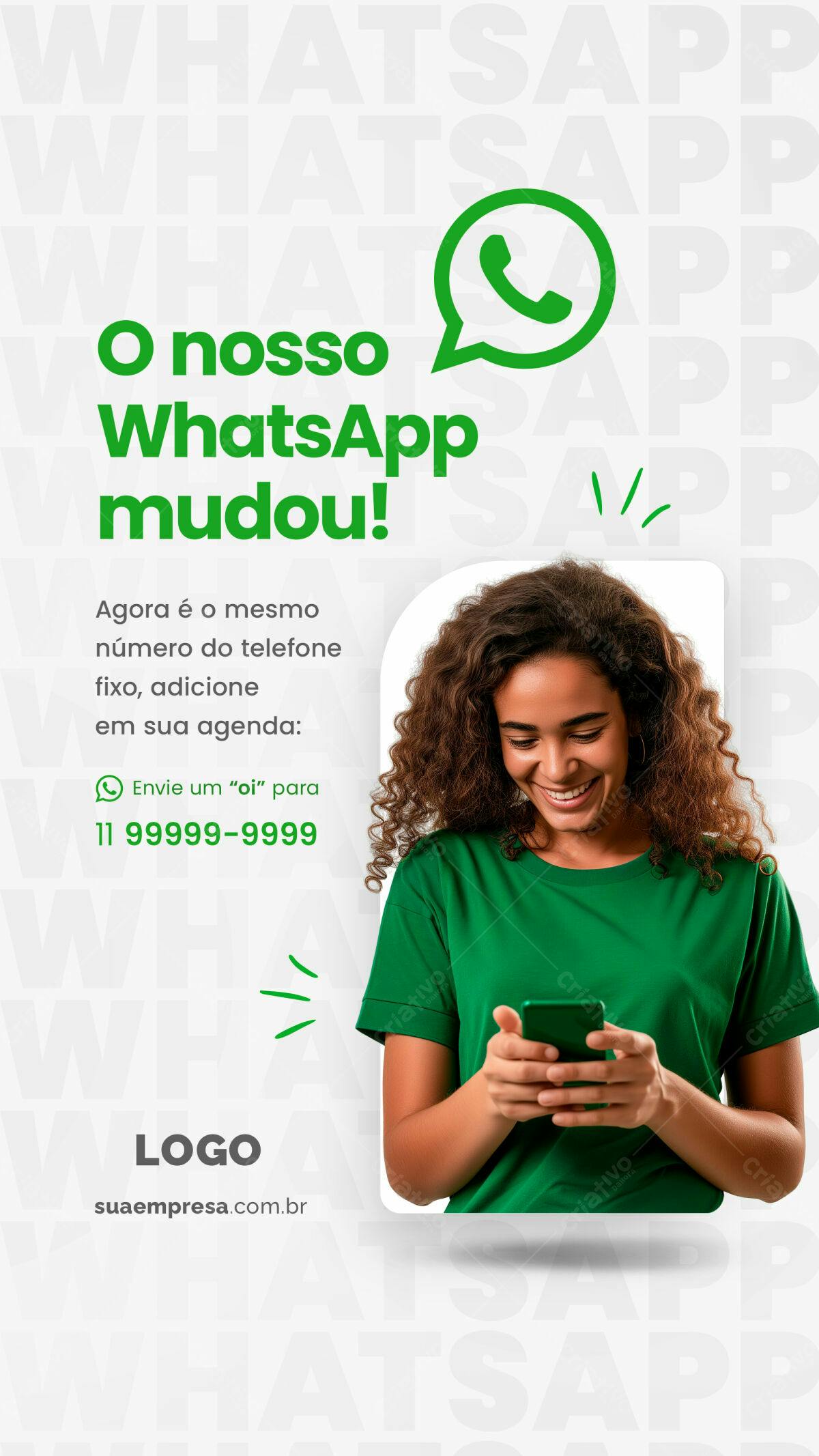 Anúncio WhatsApp Mudança de Número PSD Editável