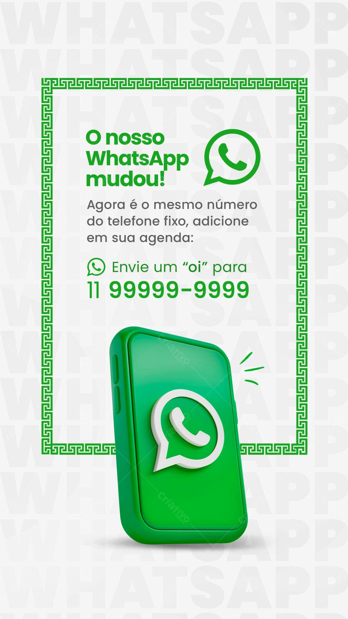 Anúncio WhatsApp Mudança Número PSD Editável