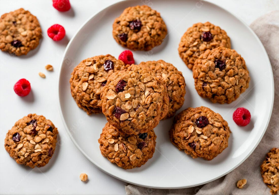 Biscoitos de Aveia com Framboesa e Cranberry
