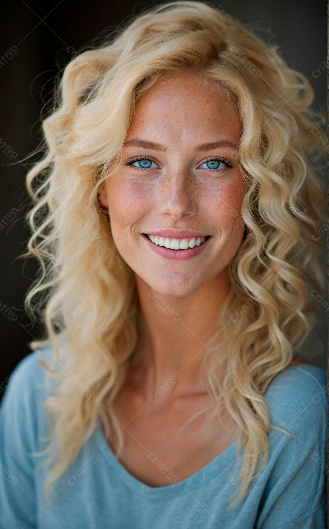 Mulher loira sorrindo retrato