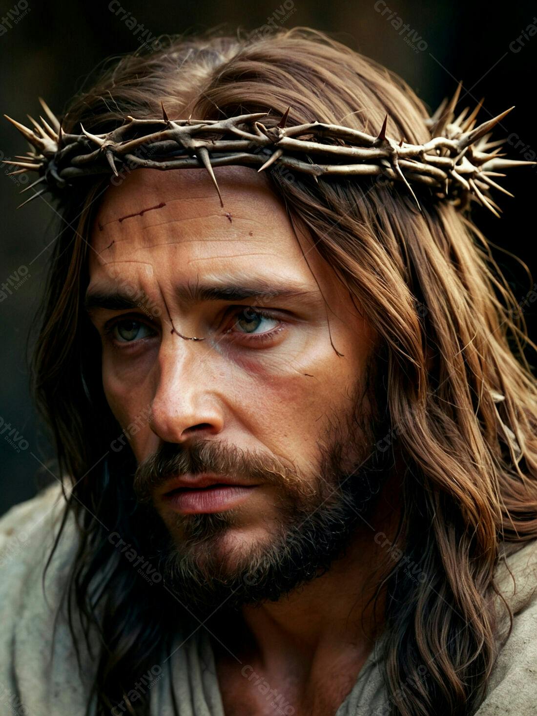 Retrato de Jesus Cristo com coroa de espinhos