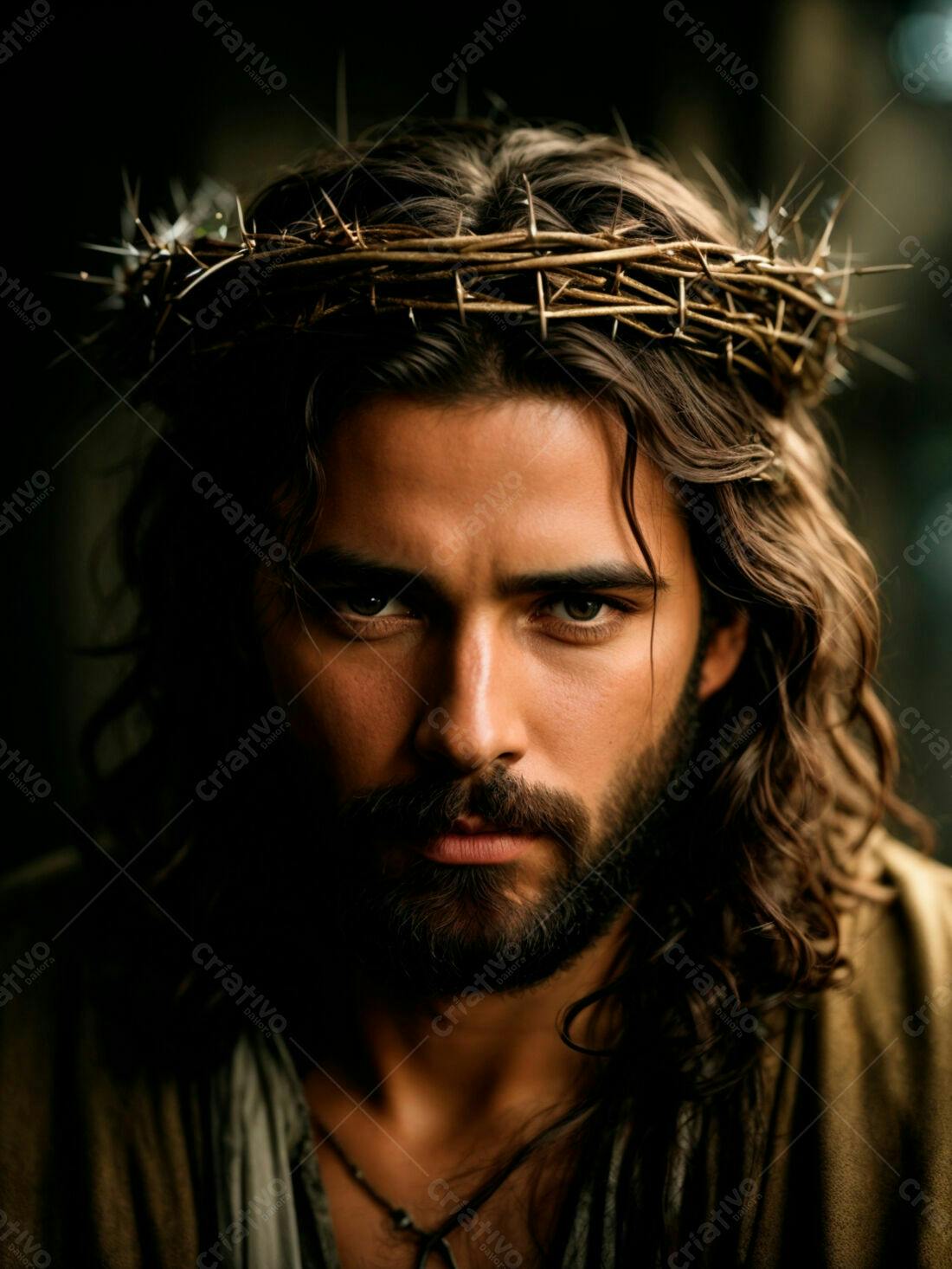 Homem com coroa de espinhos retrato
