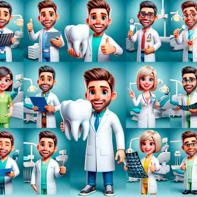 Cartoon De Um Dentista 3D 3