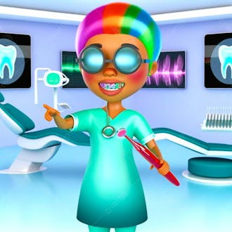 Cartoon of a 3d dentist 1