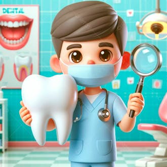 Cartoon de um dentista 3d 5