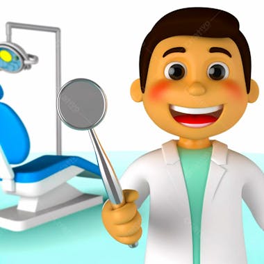 Cartoon de um dentista 3d 13