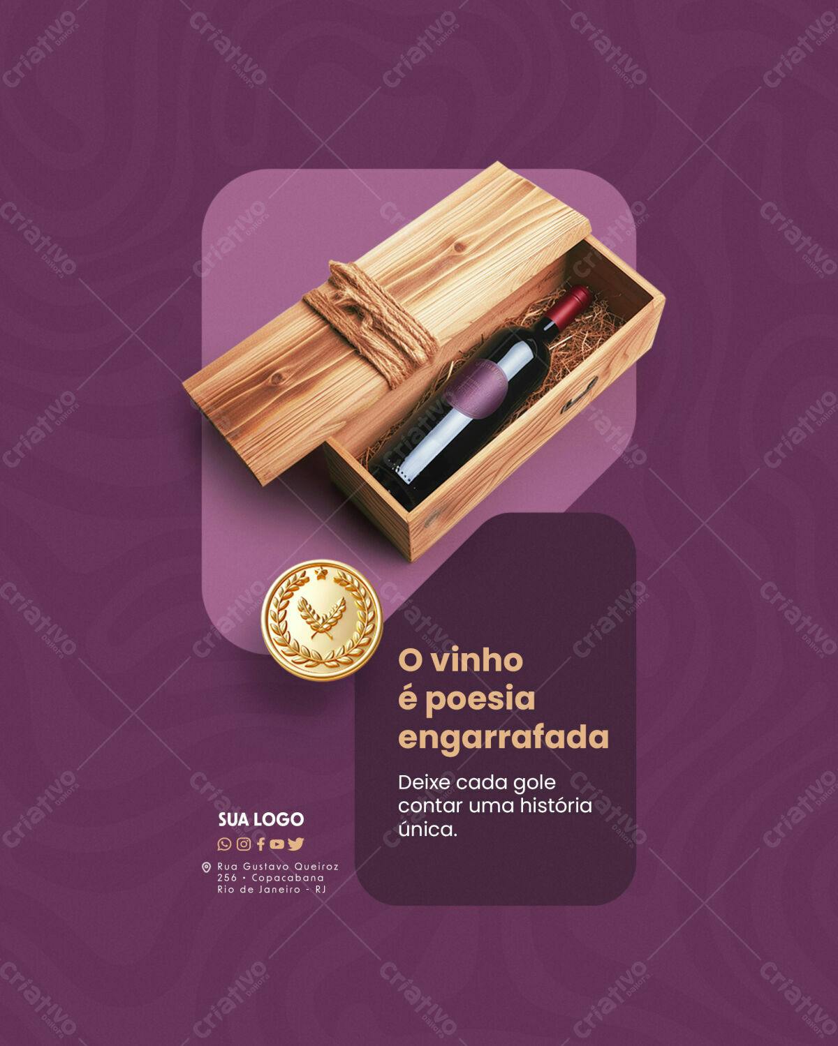 Caixa de Vinho para Presente PSD Editável