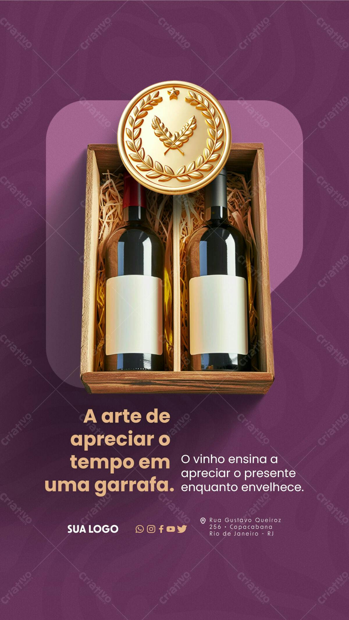 Flyer para Degustação de Vinhos PSD Editável
