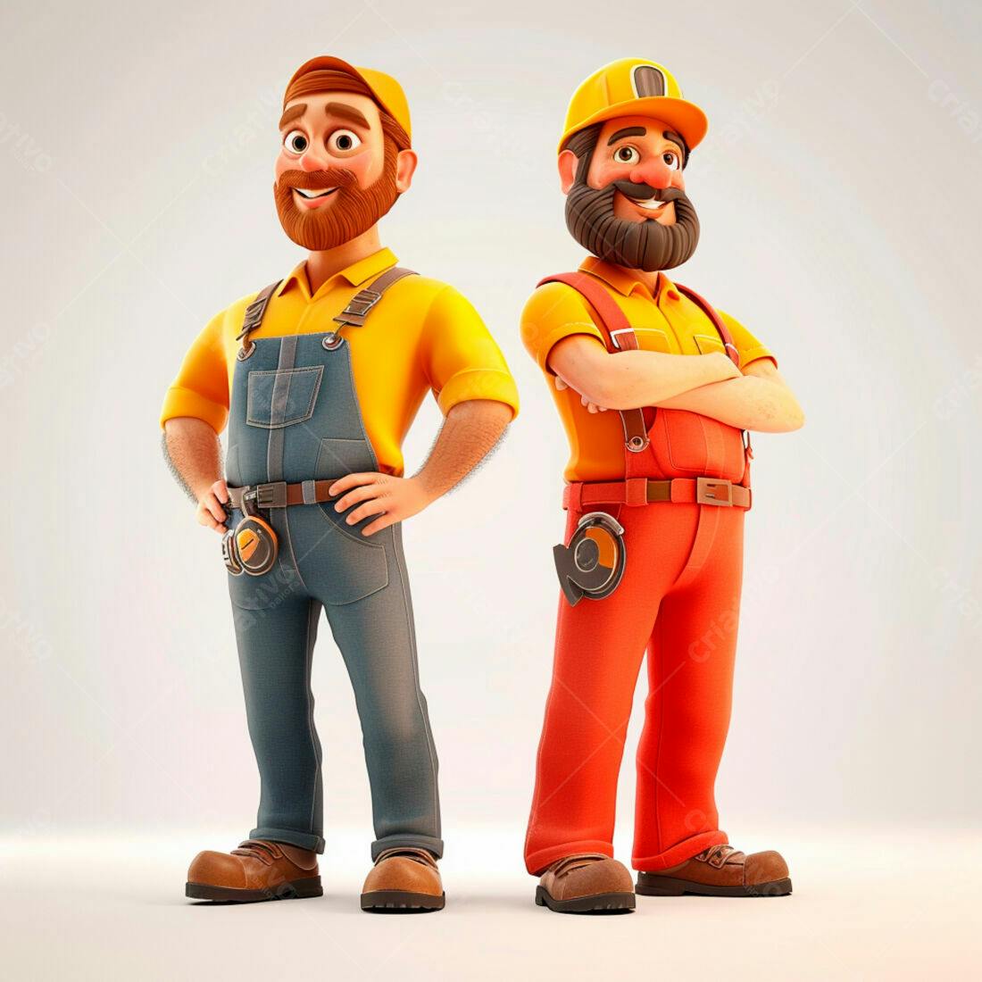 Dois trabalhadores felizes em uniforme