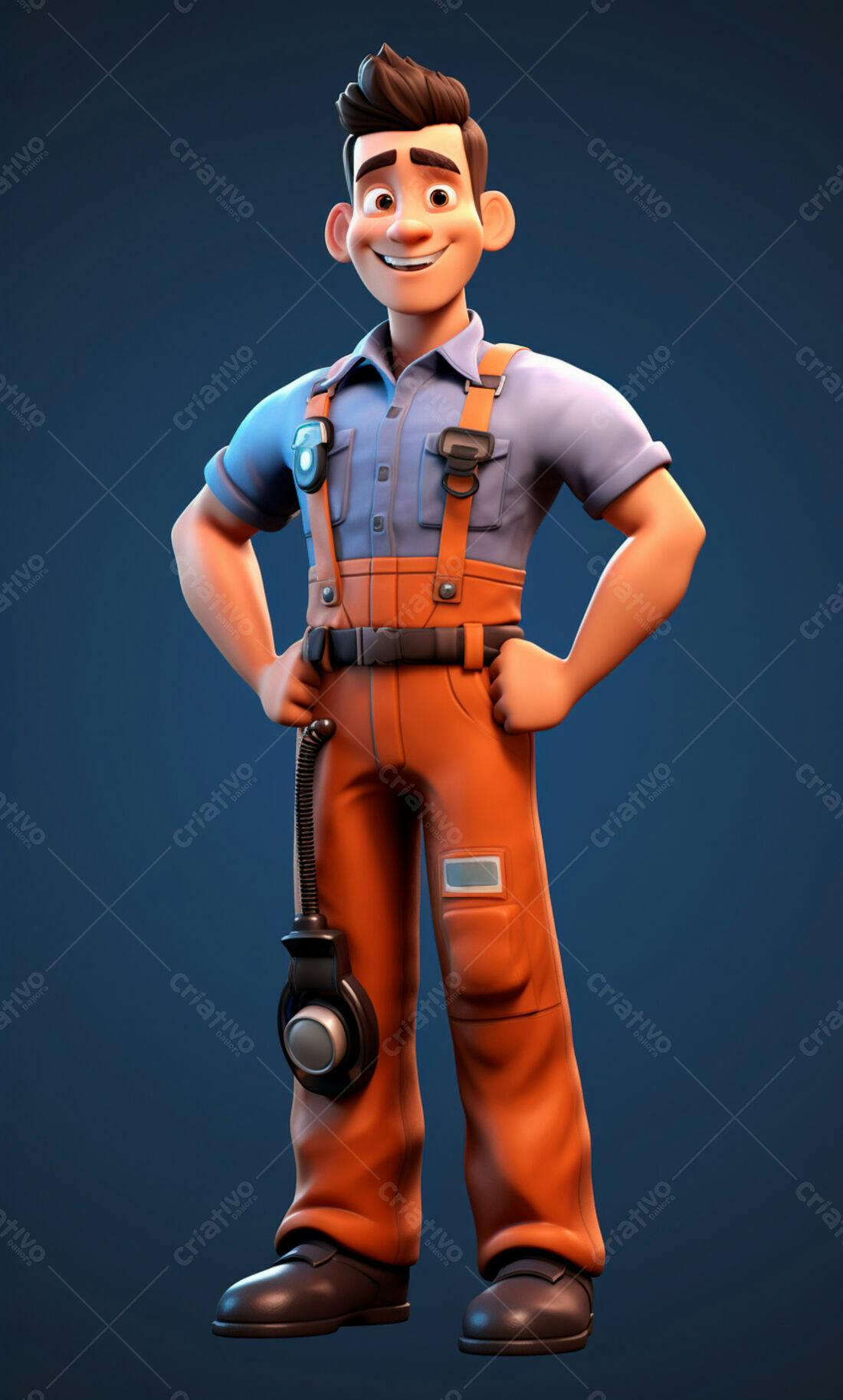Técnico feliz em uniforme laranja