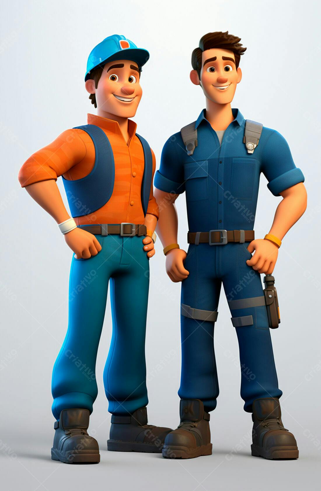 Dois personagens animados de profissões diferentes