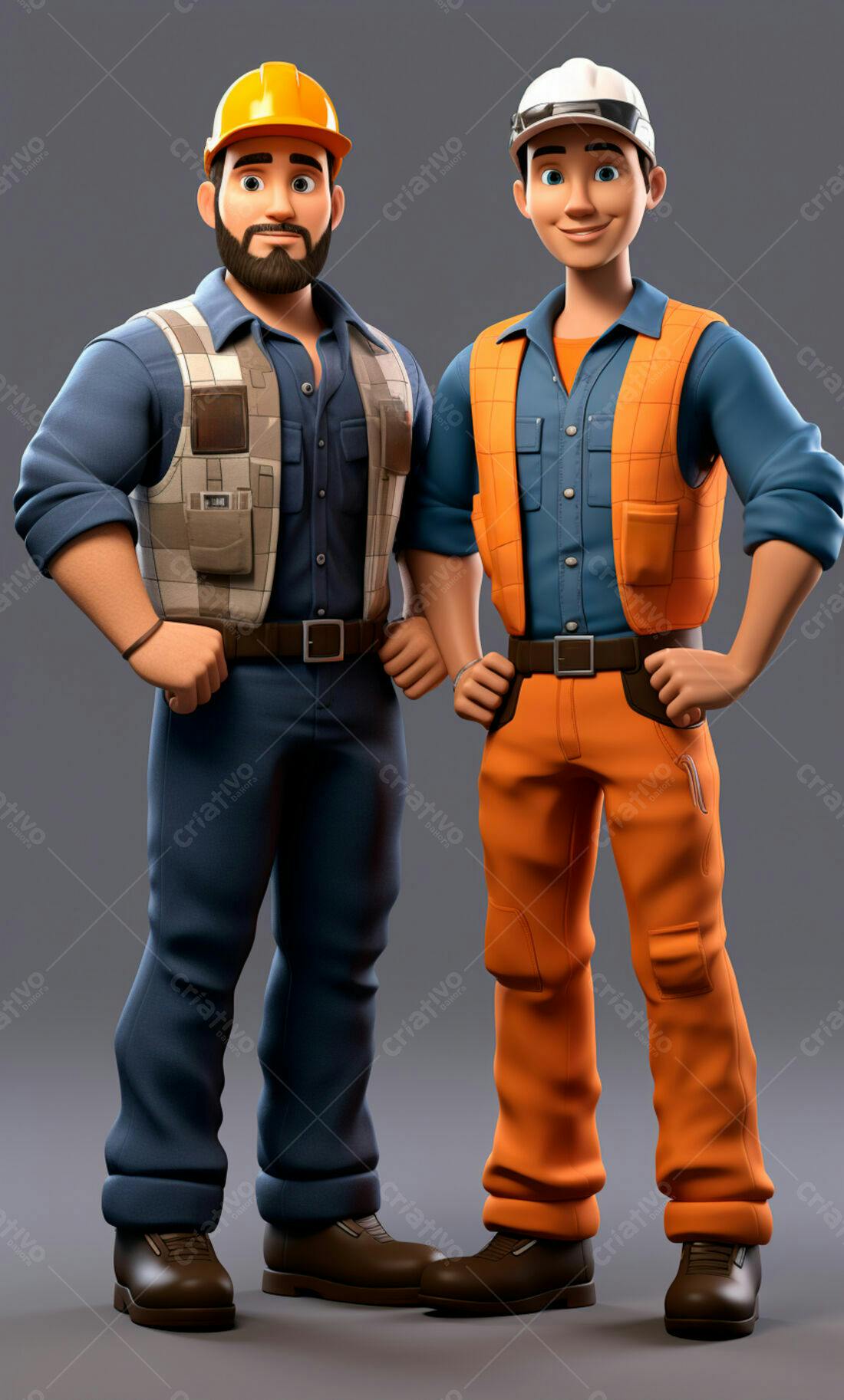 Dois trabalhadores felizes em uniforme