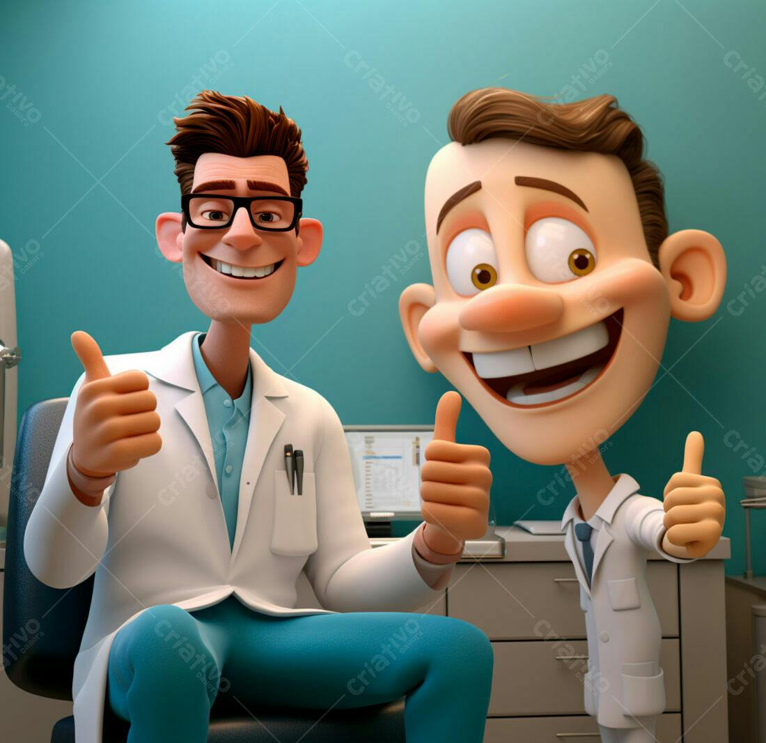 Dois médicos animados dando joinha