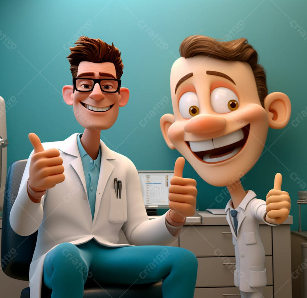 Dentista De Desenho Animado Sorrindo E Fazendo Sinal De Positivo 1