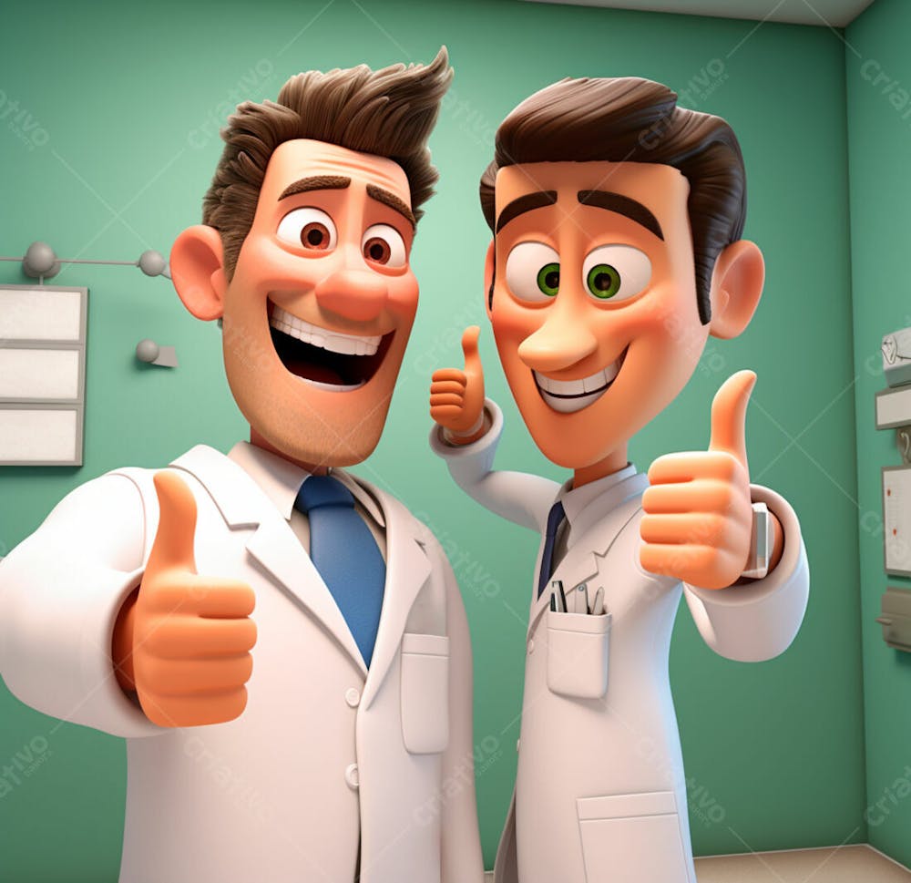 Dentista De Desenho Animado Sorrindo E Fazendo Sinal De Positivo 3