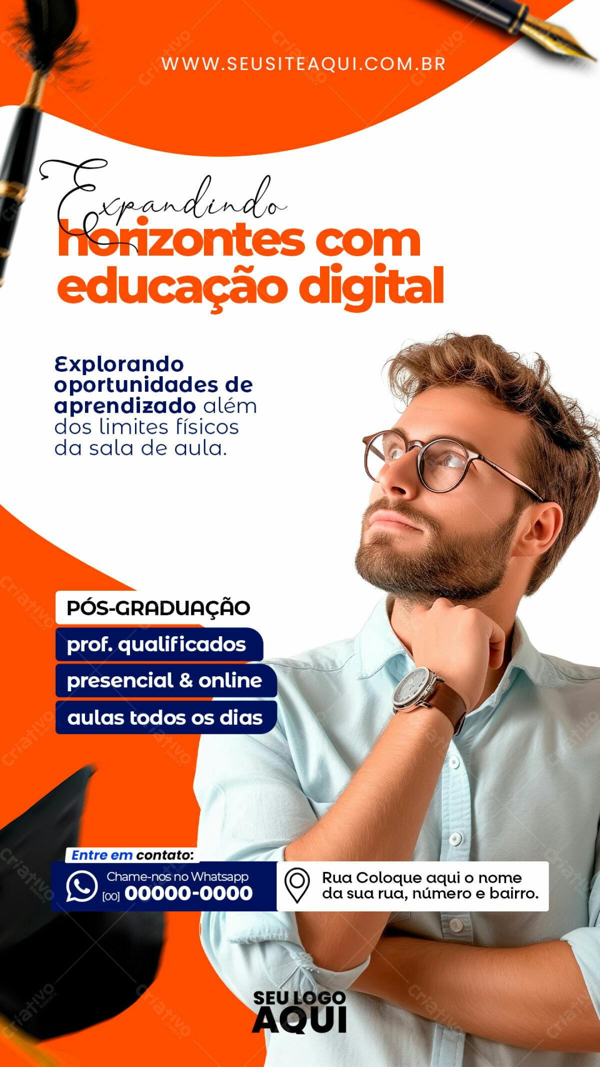 Flyer para Pós-Graduação Online e Presencial PSD Editável