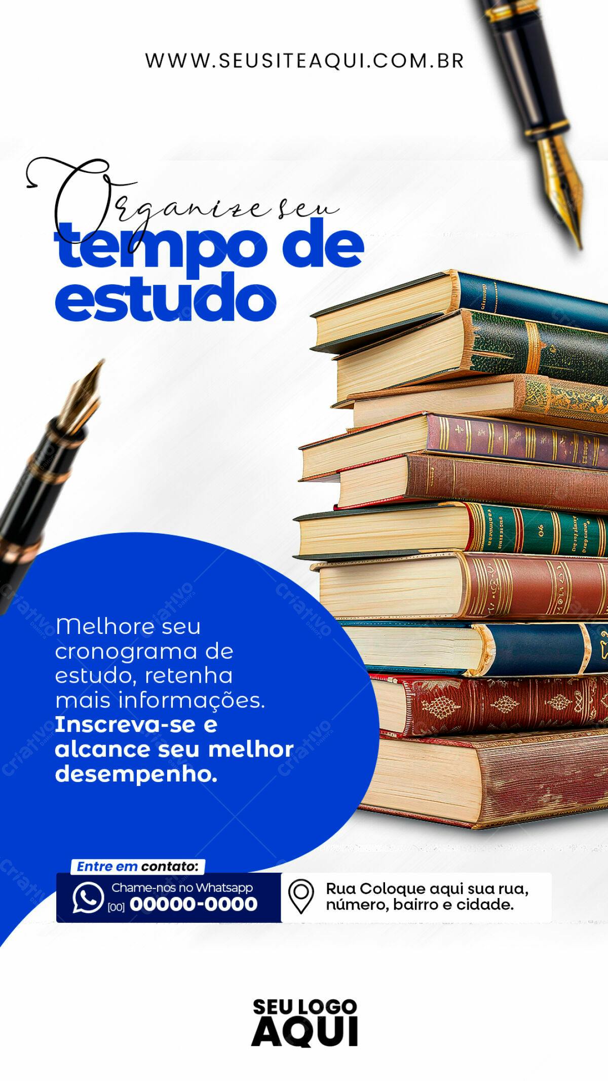 Flyer para Organização do Tempo de Estudo PSD Editável