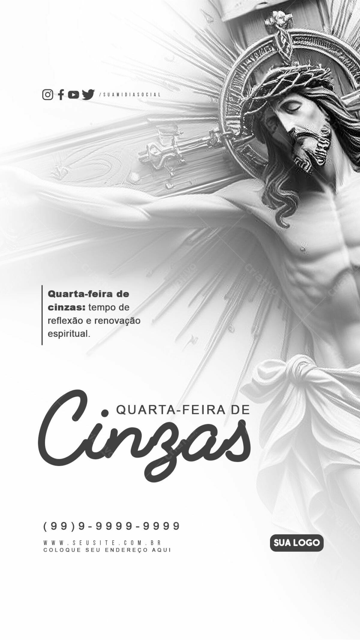 Flyer para Quarta-Feira de Cinzas PSD Editável