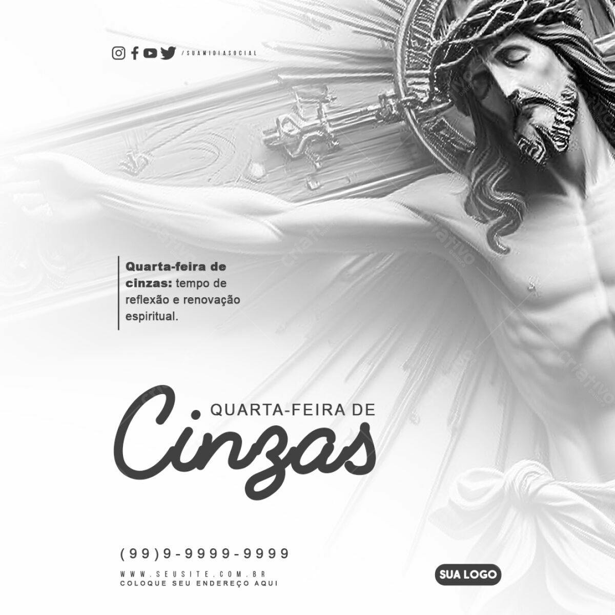Post para Quarta-Feira de Cinzas PSD Editável