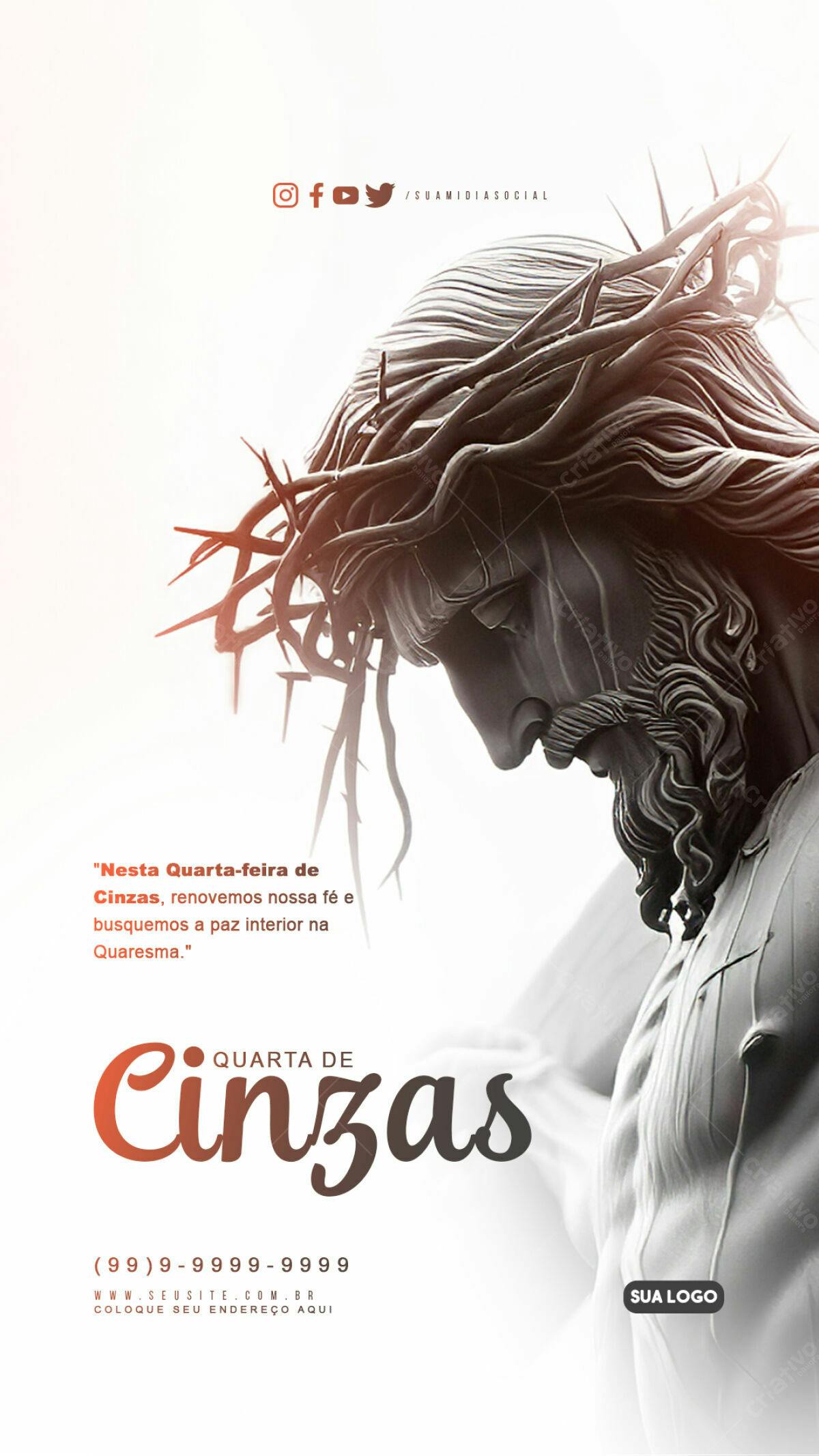 Flyer Quarta-Feira de Cinzas PSD Editável